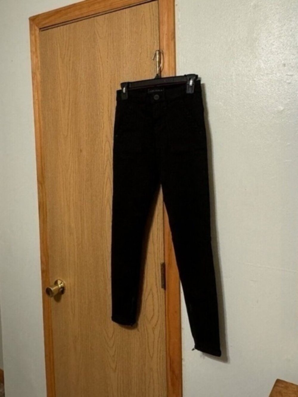 Sanctuary Size 24 Solid Black Skinny Leg Mid-Rise Moto-Style Jeans - EUC